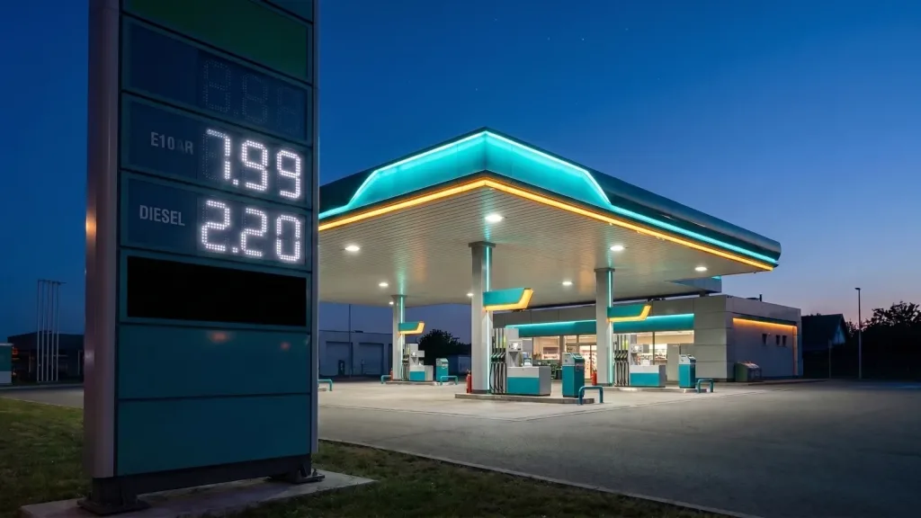 Panneau de prix des carburants en station-service